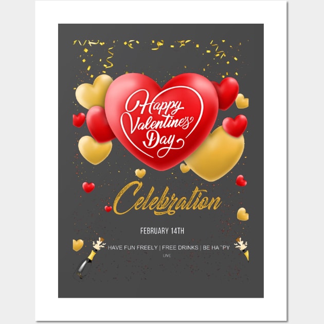 Happy Valentine's Day Celebration Wall Art by kingdom_of_design